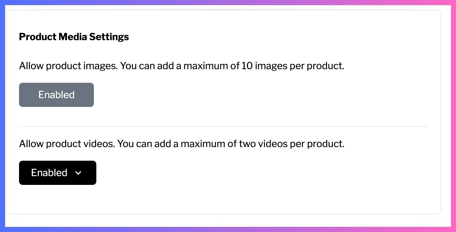 Product media settings